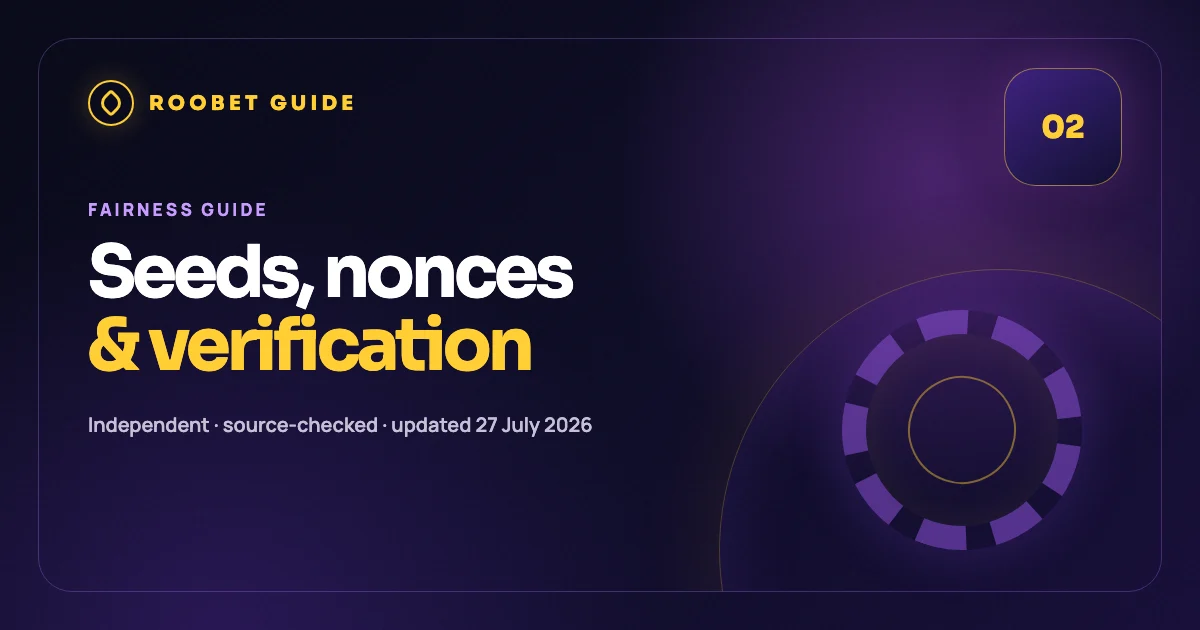 Editorial diagram cover showing server seed, client seed, nonce and verified result